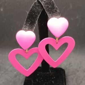 Vintage Pink Heart Earrings
